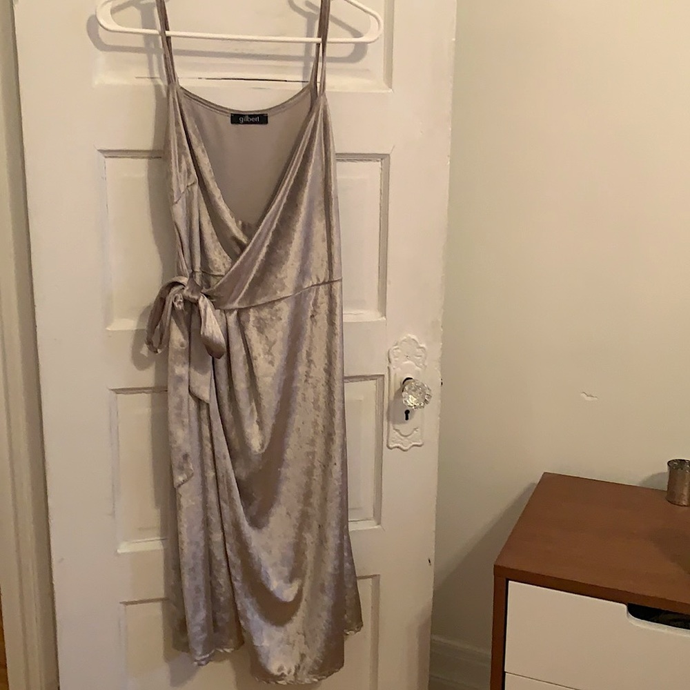 Pastel purple & silver wrap dress